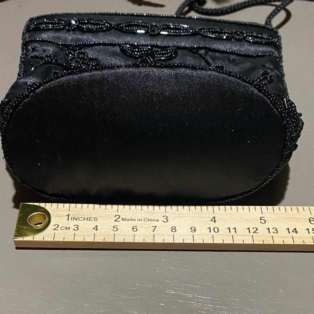Black Floral Beaded Evening/Shoulder Bag - Picture 11 of 12